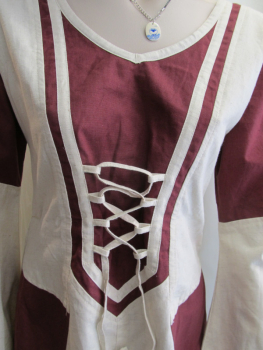 Preview: Ladies Medieval Dress Nature/Burgundy
